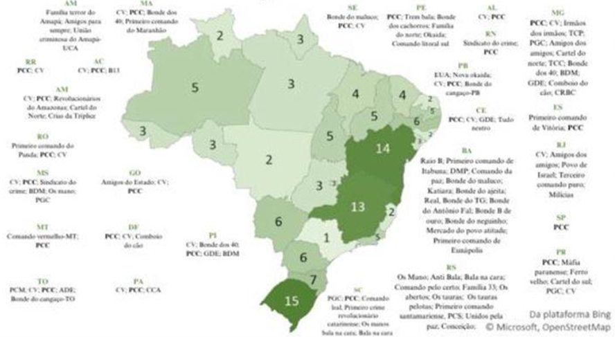 Mapa das org criminosas
