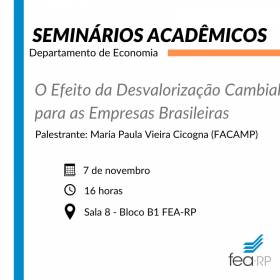 Efeito da desvalorização cambial é tema de palestra na FEA-RP
