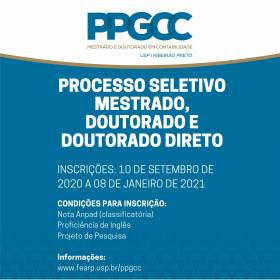 Inscrições abertas para mestrado e doutorado em Controladoria e Contabilidade