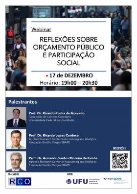 Orçamento público e a participação social é tema de Webinar