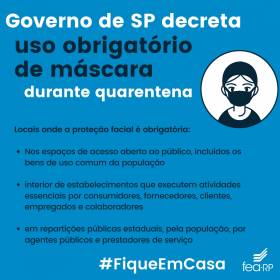 Governo do Estado de São Paulo decreta uso obrigatório de máscaras