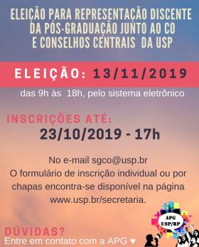 Abertas inscrições para eleição dos representantes discentes no Conselho Universitário e Conselhos Centrais da USP