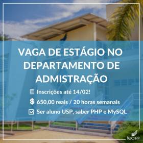 Departamento de Administração seleciona estagiário