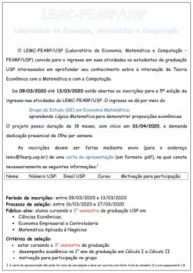 Abertas as inscrições para participação em grupos de estudo de Laboratório